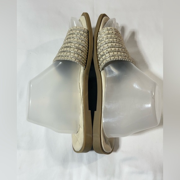 OLIVIA MILLER Beige gold studded Slide Sandals size 9 - Picture 4 of 8